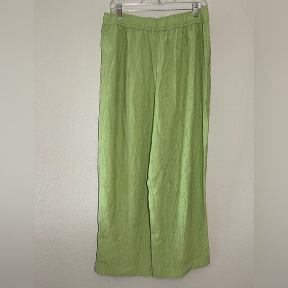 *Discolor on Leg* Madewell NWT Crinkled Crepe Straight-Leg Crop Pants Size Large - Picture 10 of 14